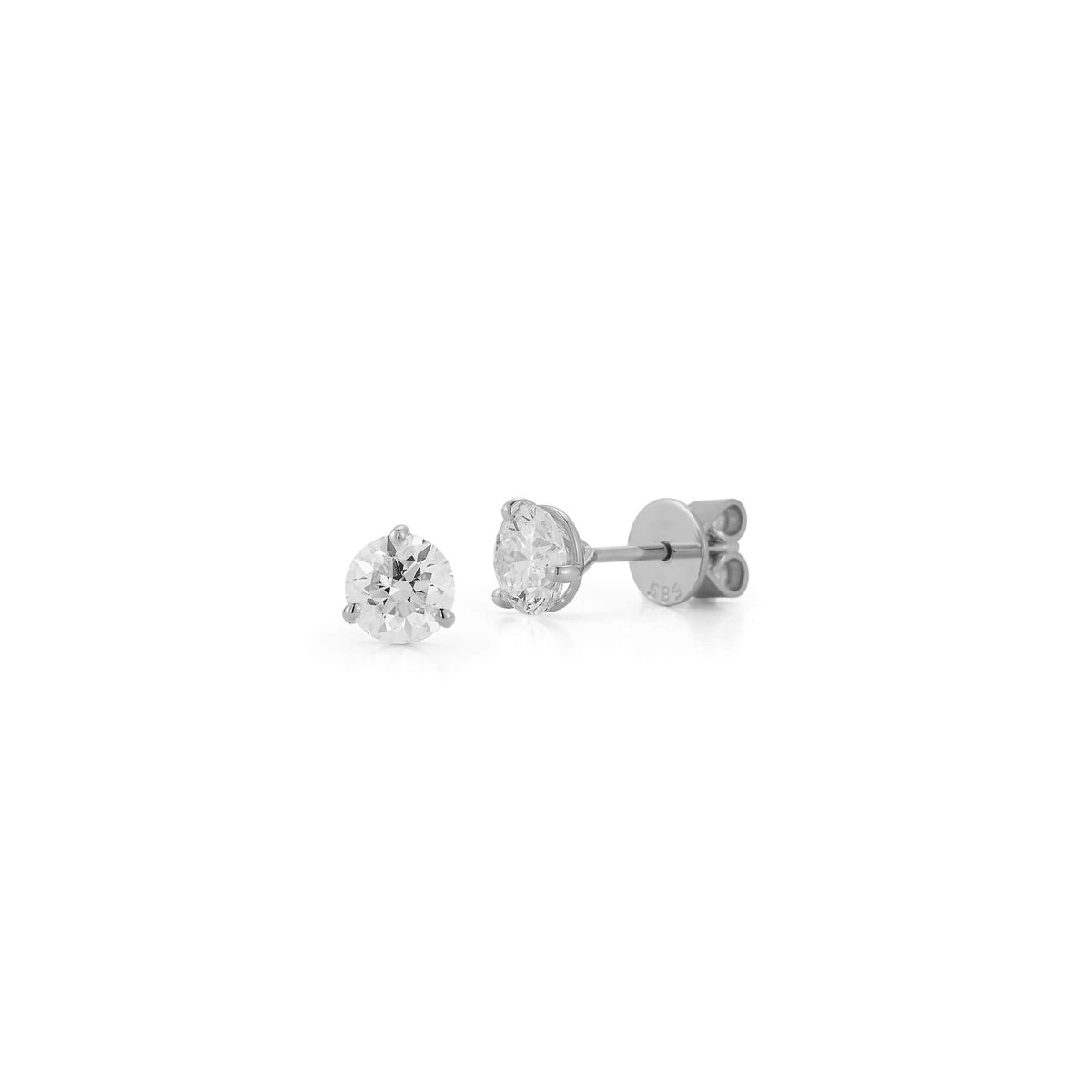 White Gold-6^Designer Diamond Studs: DRD Diamond Solitaire Studs 1.80 Ct. Total Weight in White Gold. Martini Setting