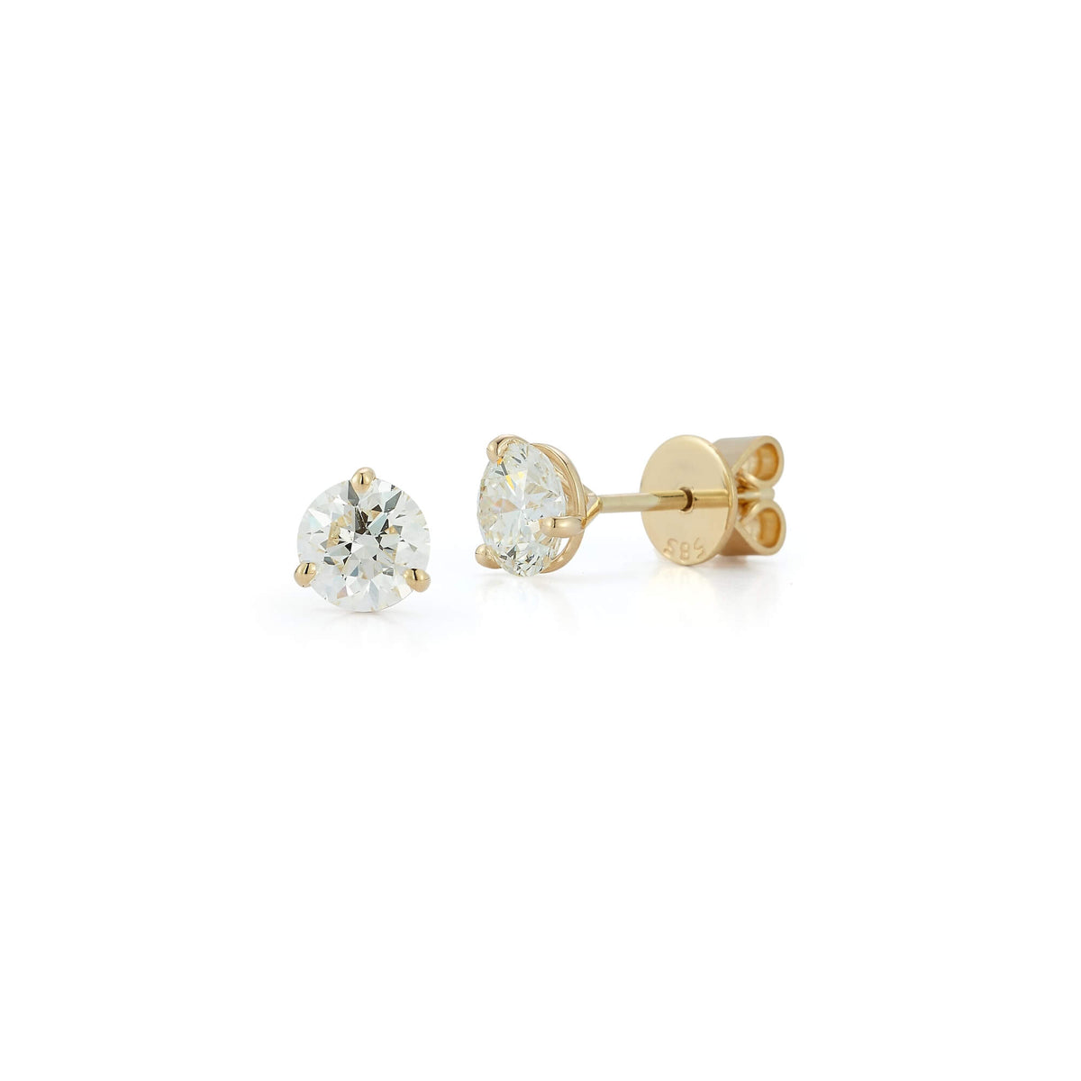 Yellow Gold-4^Diamond Stud Earrings - DRD Diamond Solitaire Studs 2.40 Ct. Total Weight in Yellow Gold. Martini Setting
