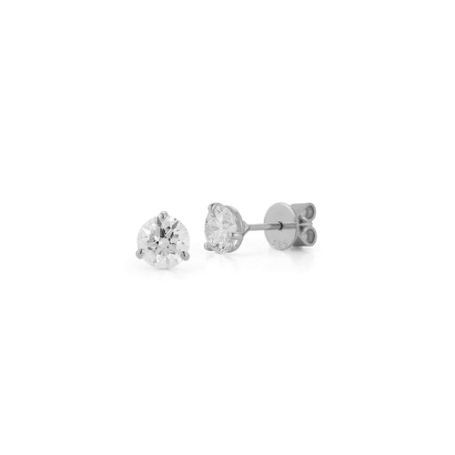 White Gold-7^Diamond Stud Earrings - DRD Diamond Solitaire Studs 2.00 Ct. Total Weight in White Gold. Martini Setting
