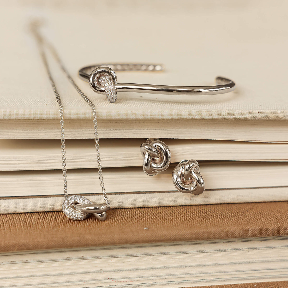 White Gold-3^Diamond Cuff Bracelets: Nana Bernice Diamond Knot Cuff in White Gold