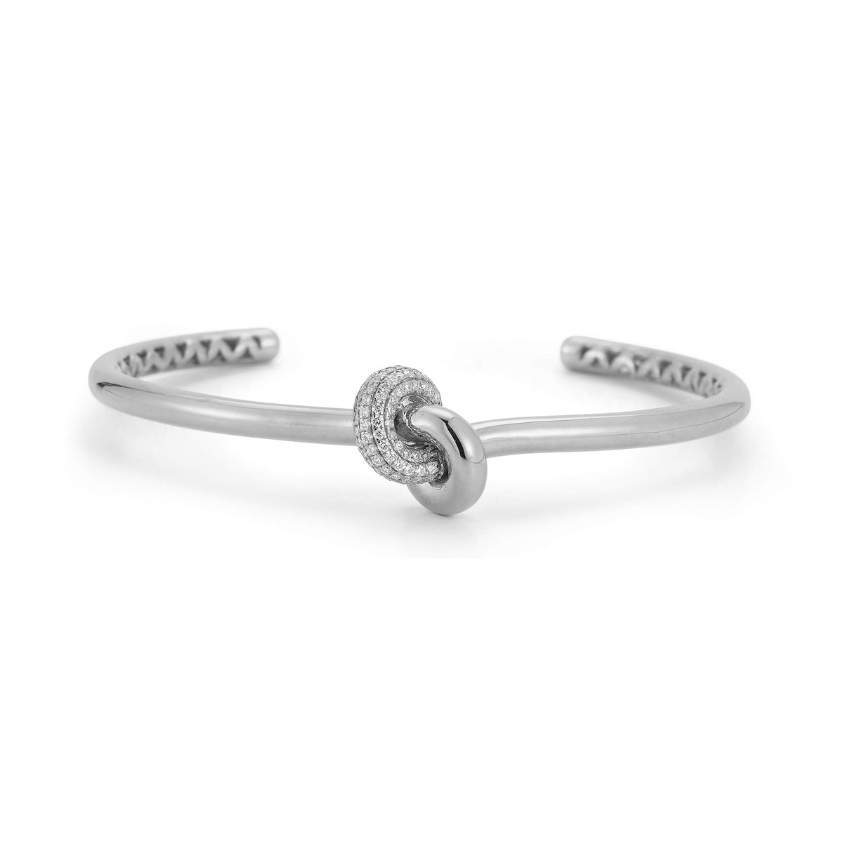 White Gold-1^Diamond Cuff Bracelets: Nana Bernice Diamond Knot Cuff in White Gold