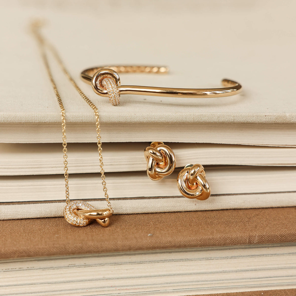 Yellow Gold-6^Diamond Cuff Bracelets: Nana Bernice Diamond Knot Cuff in Yellow Gold