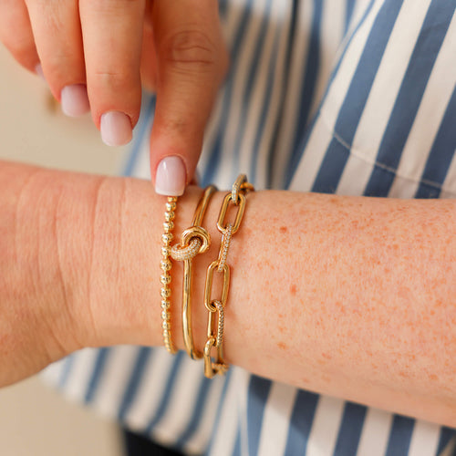 Yellow Gold-3^Diamond Cuff Bracelets: Nana Bernice Diamond Knot Cuff in Yellow Gold