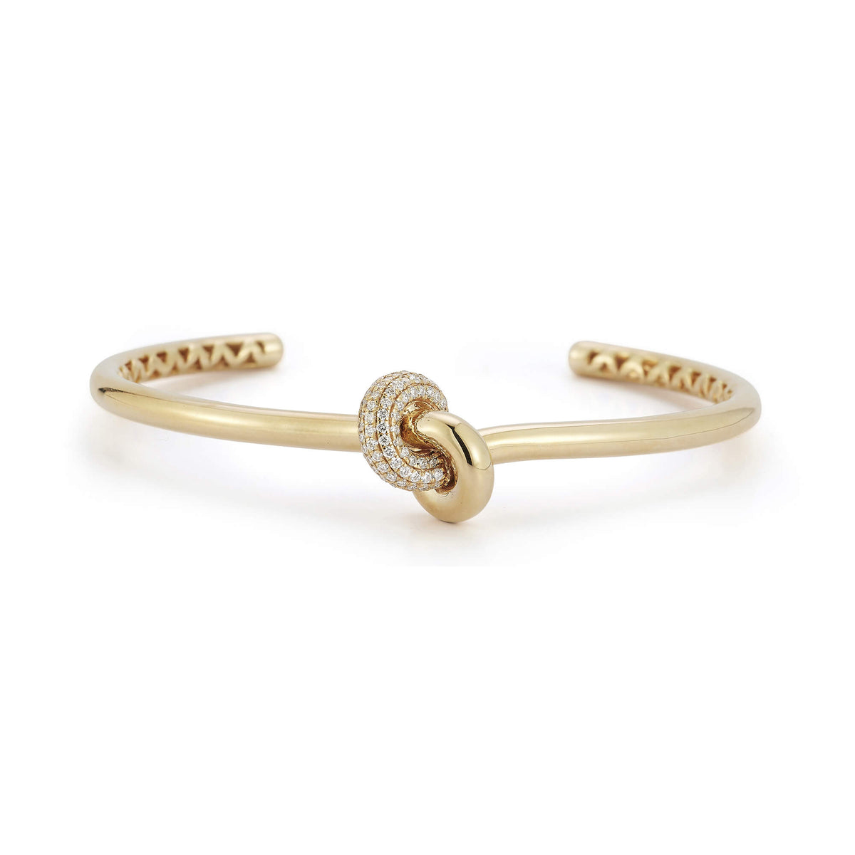Yellow Gold-1^Diamond Cuff Bracelets: Nana Bernice Diamond Knot Cuff in Yellow Gold