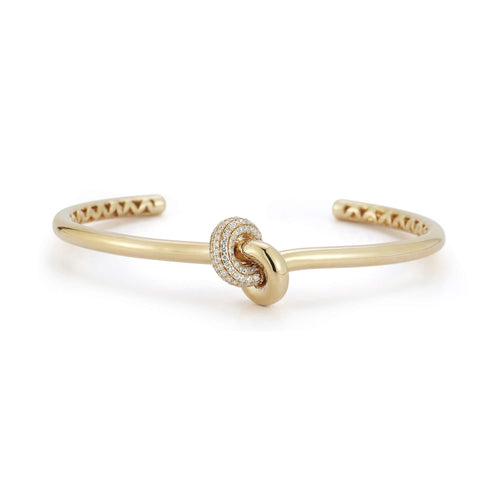 Yellow Gold-1^Diamond Cuff Bracelets: Nana Bernice Diamond Knot Cuff in Yellow Gold