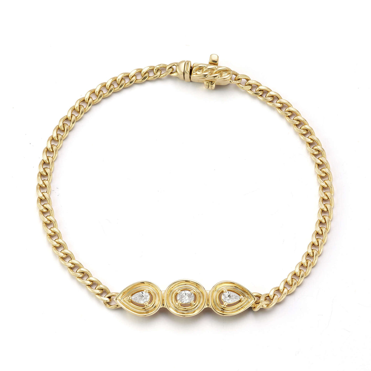 Yellow Gold^1-Gold Designer Bracelets: Nana Bernice Cuban Chain Bracelet in Yellow Gold