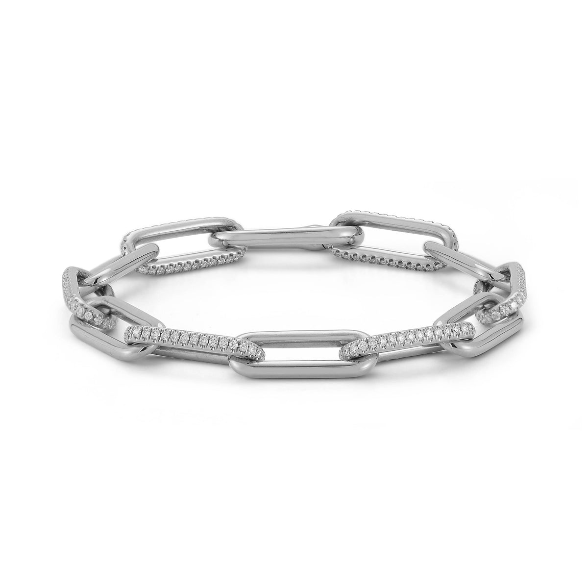 White Gold-1^Designer Diamond Bracelets: DRD Diamond Paperclip Bracelet in White Gold