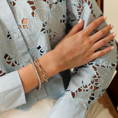 White Gold-2^Designer Diamond Bracelets: DRD Diamond Paperclip Bracelet in White Gold