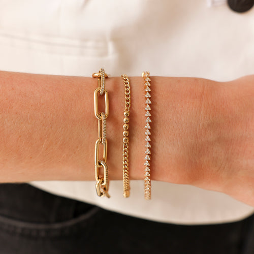 Yellow Gold-2^Designer Diamond Bracelets: DRD Diamond Paperclip Bracelet in Yellow Gold