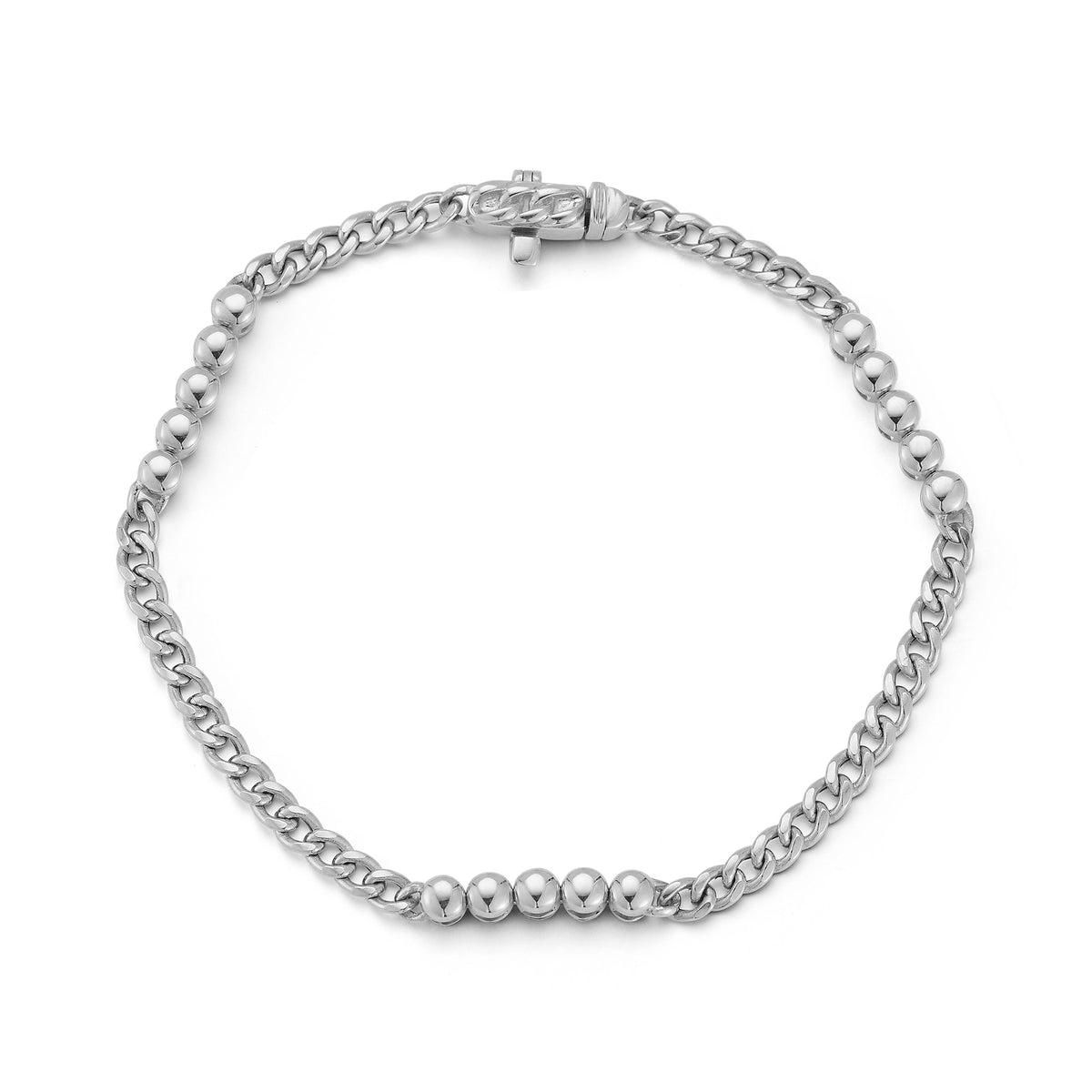 White Gold-1^Designer Diamond Bracelets: Poppy Rae Cuban Chain Bracelet in White Gold