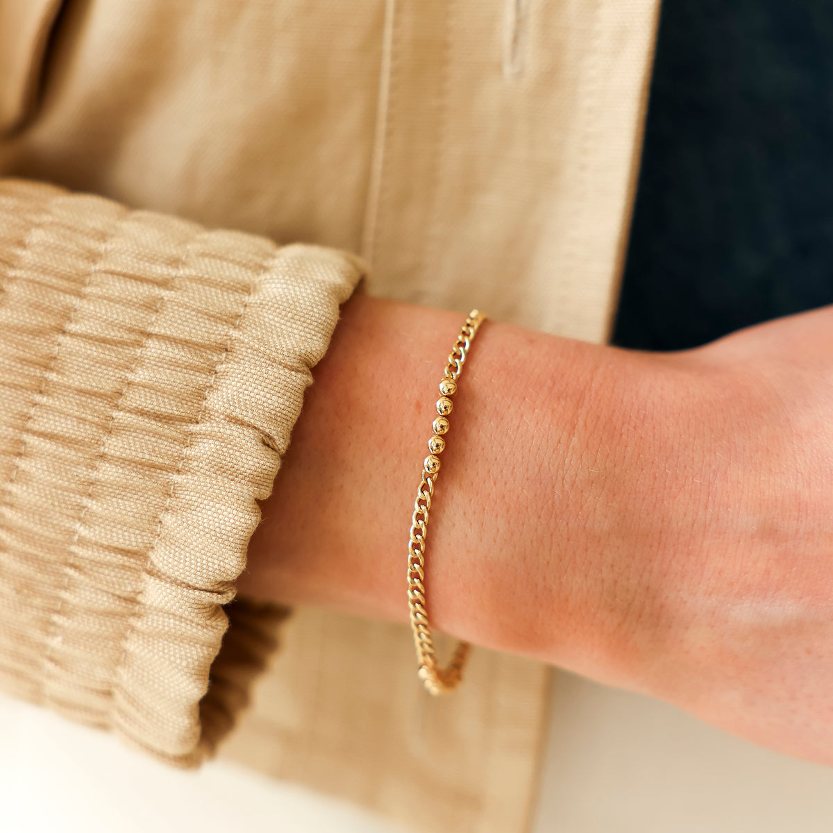 Yellow Gold-2^Designer Diamond Bracelets: Poppy Rae Cuban Chain Bracelet in Yellow Gold