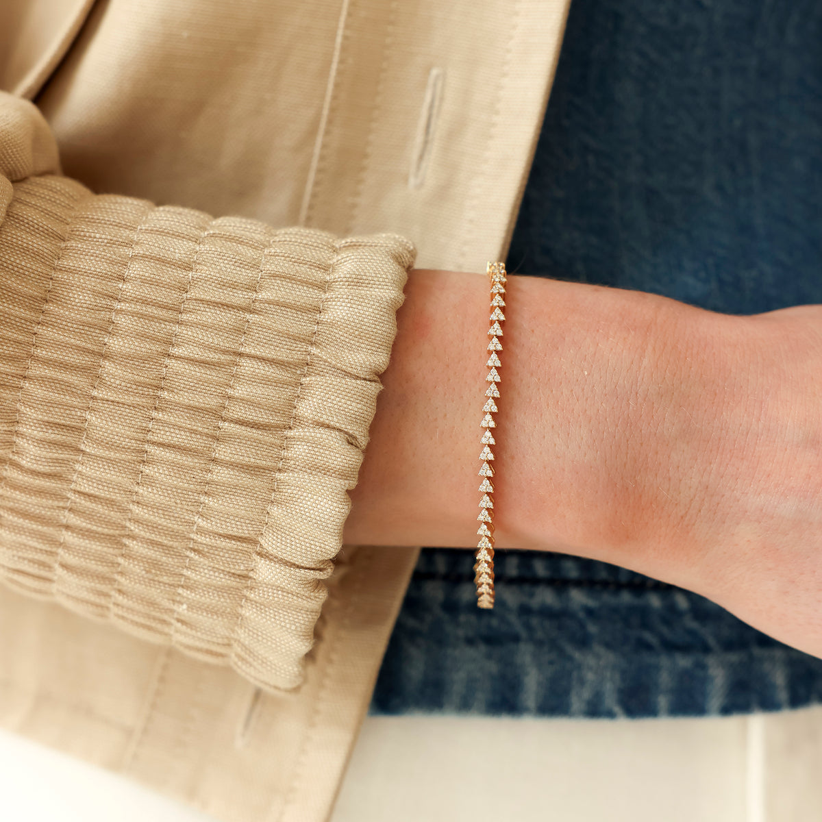 White Gold-2^Diamond Tennis Bracelets: DRD Trio Tennis Bracelet in White Gold