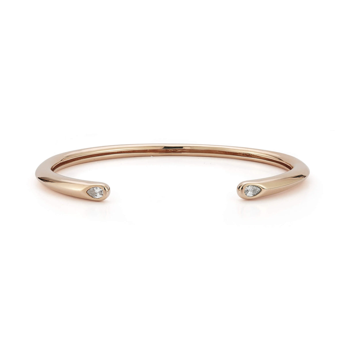 Rose Gold-1^Diamond Cuff Bracelets: Taylor Elaine Pear Tube Cuff in Rose Gold