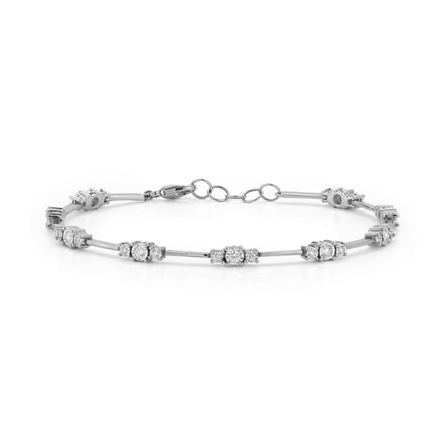 White Gold-1^Ava Bea Trio Interval Tennis Bracelet in White Gold