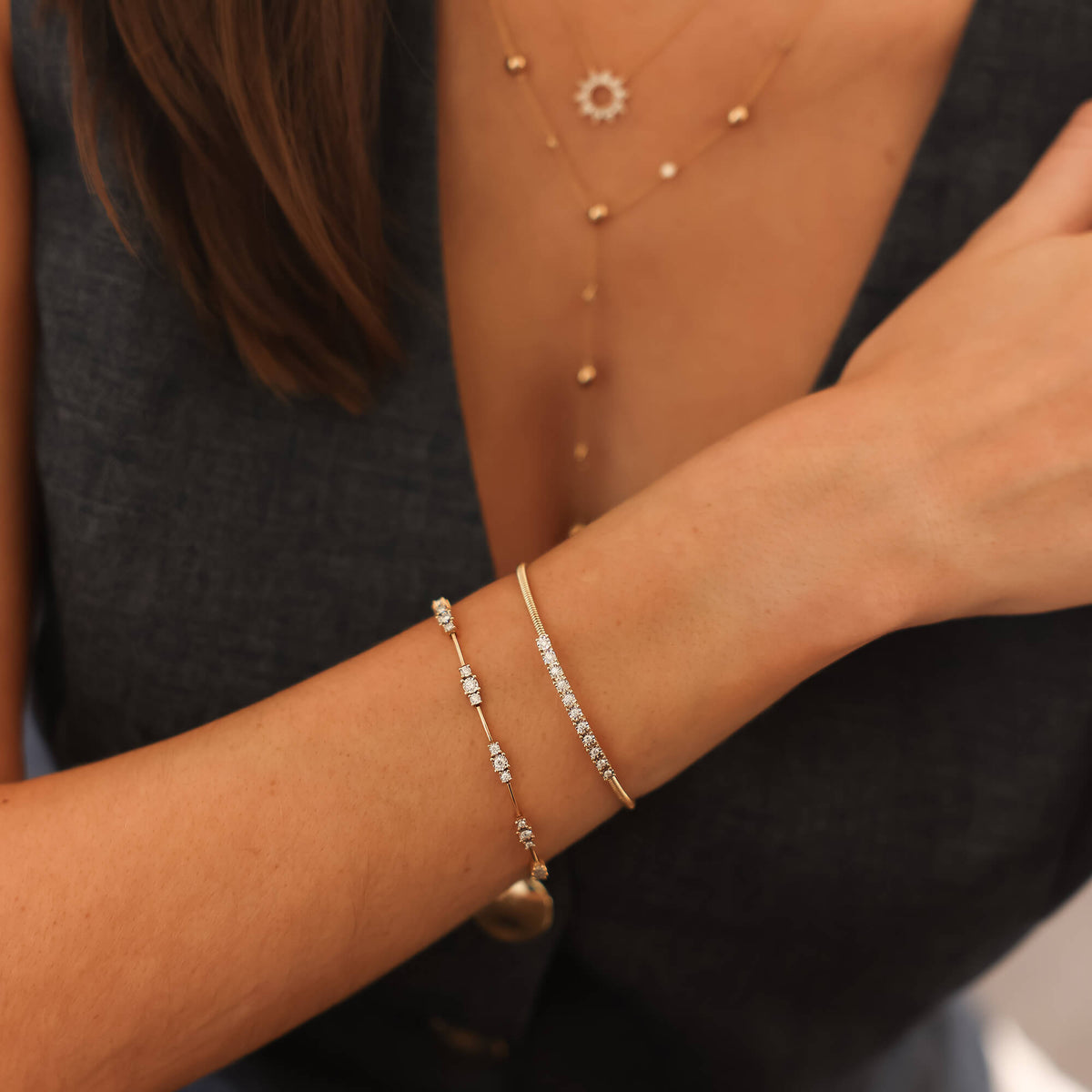 White Gold-3^Ava Bea Trio Interval Tennis Bracelet in White Gold