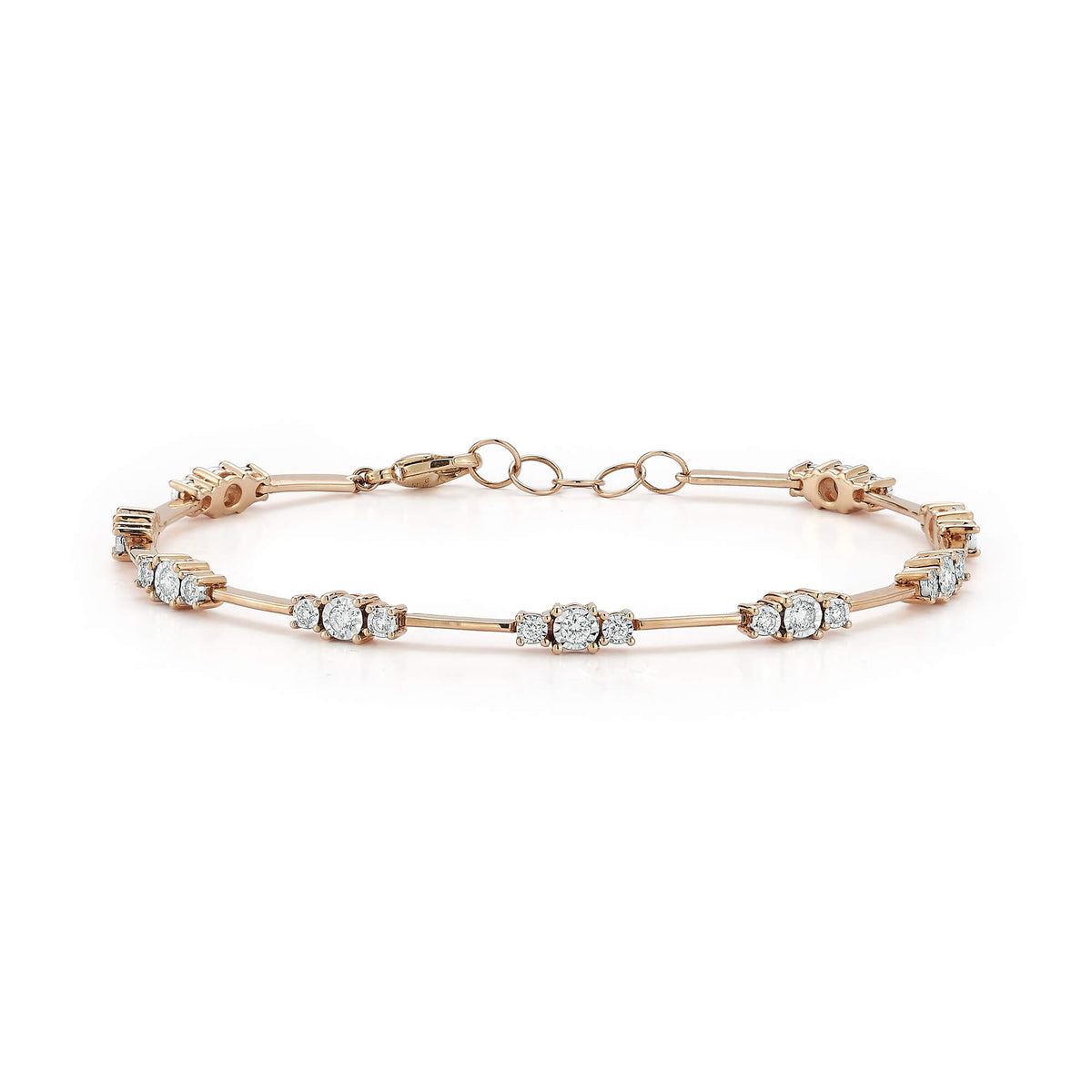 Rose Gold-1^Ava Bea Trio Interval Tennis Bracelet in Rose Gold
