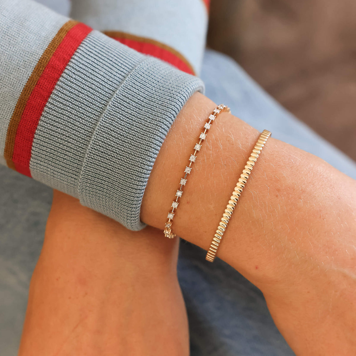 Rose Gold-2^Gold Cuff Bracelets: Melody Eden Gold Bar Cuff in Rose Gold