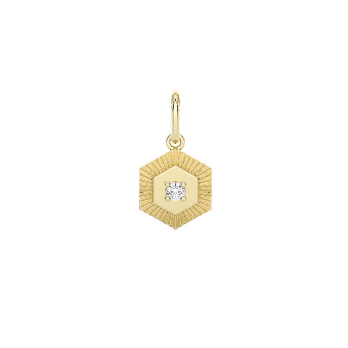 Yellow Gold-1^Designer Diamond Necklaces: DRD Diamond Hexagon Charm
in Yellow Gold