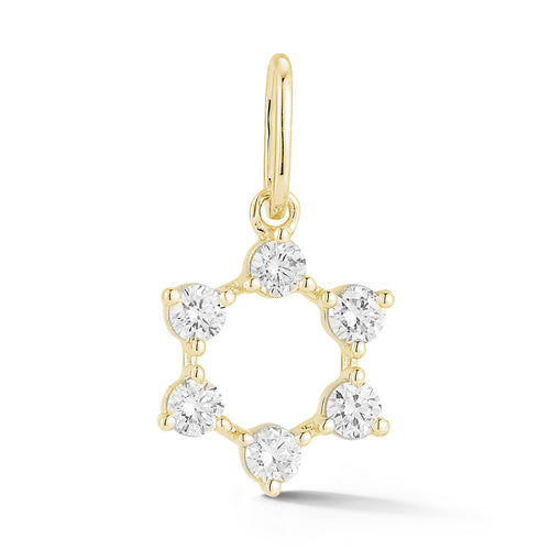 Yellow Gold-1^Designer Diamond Necklaces: DRD Circular Star of David Charm in Yellow Gold