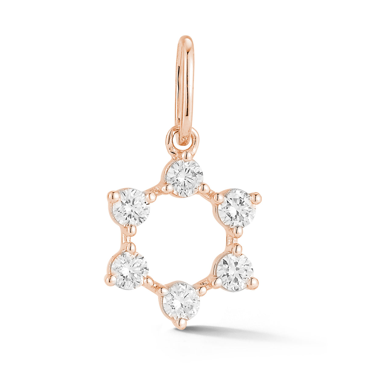 Rose Gold-1^Designer Diamond Necklaces: DRD Circular Star of David Charm in Rose Gold