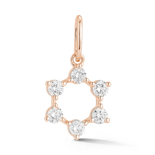 Rose Gold-1^Designer Diamond Necklaces: DRD Circular Star of David Charm in Rose Gold