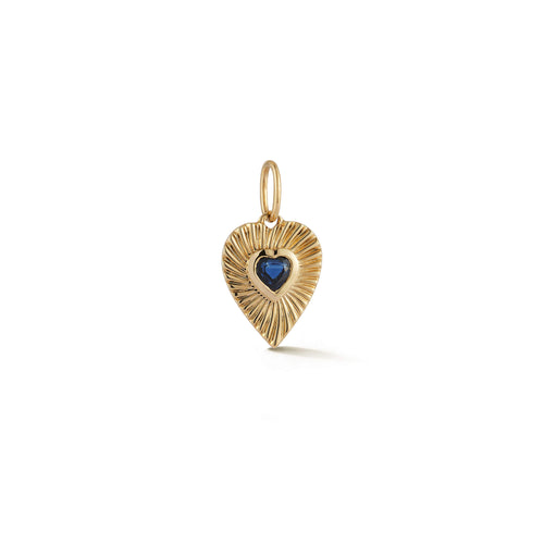 Yellow Gold-1^Designer Diamond Necklaces: Liz Adams x DRD Sapphire Heart Charm in Yellow Gold