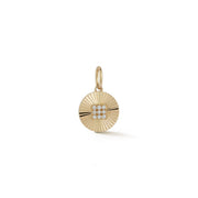 Yellow Gold-2^Designer Diamond Necklaces: Kenneth Cole Fluted Diamond Disc Charm in Yellow Gold