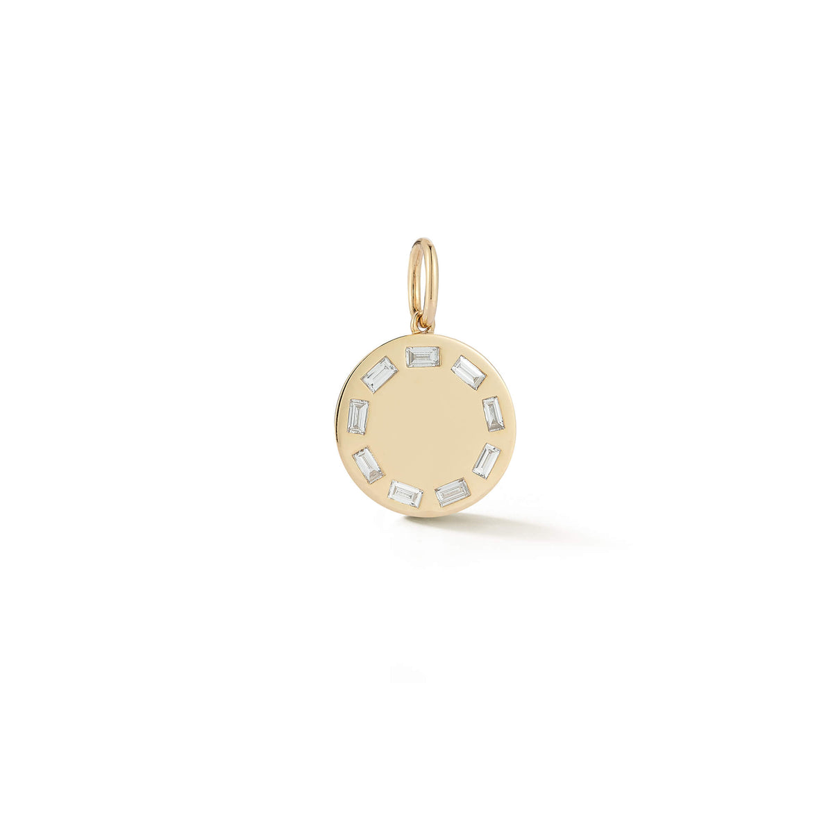 Yellow Gold-1^Designer Diamond Necklaces: DRD Gold Baguette Charm in Yellow Gold