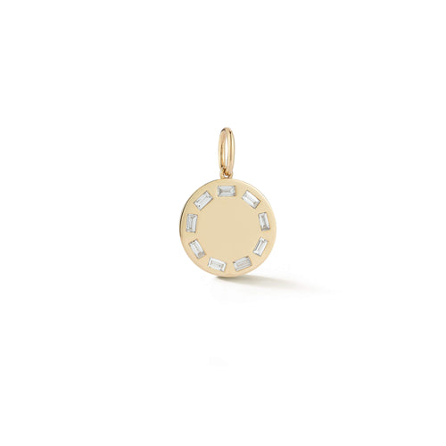 Yellow Gold-1^Designer Diamond Necklaces: DRD Gold Baguette Charm in Yellow Gold