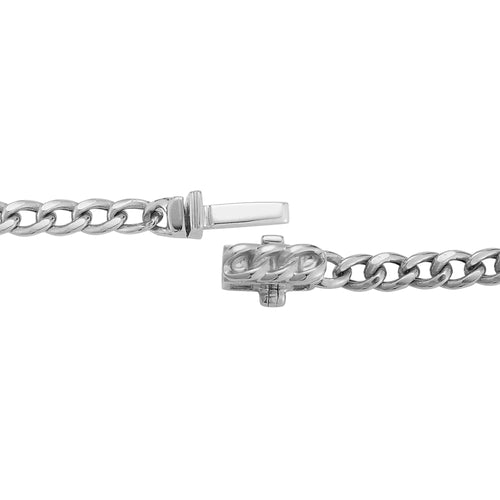 White Gold^2-Gold Designer Bracelets: Sylvie Rose Cuban Chain Bar Bracelet in White Gold