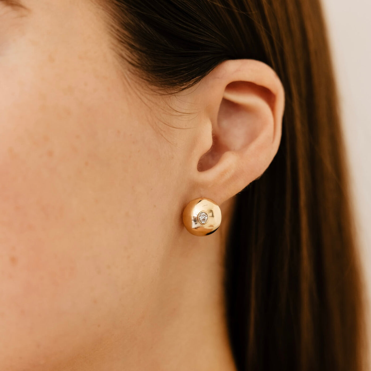 White Gold^3-Diamond Huggie Earrings: DRD x Jacey Duprie Diamond Ball Huggies in White