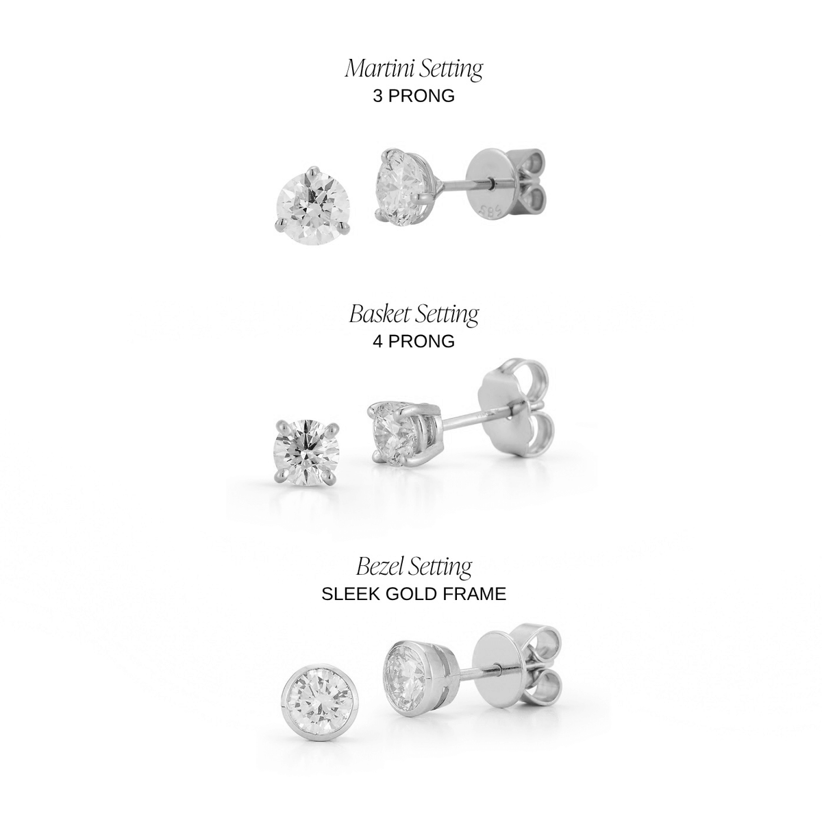White Gold-4^Diamond Stud Earrings - DRD Diamond Solitaire Studs 1.00 Ct. Total Weight in White Gold