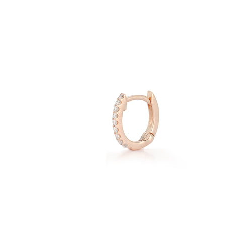 Rose Gold-1^Diamond Huggie Earrings: DRD Single Huggie in Rose Gold
