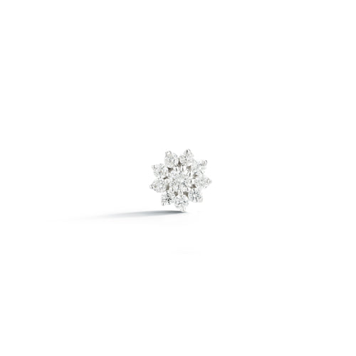White Gold-1^Single Stud Earrings: Jennifer Yamina Single Pointed Flower Stud in White Gold