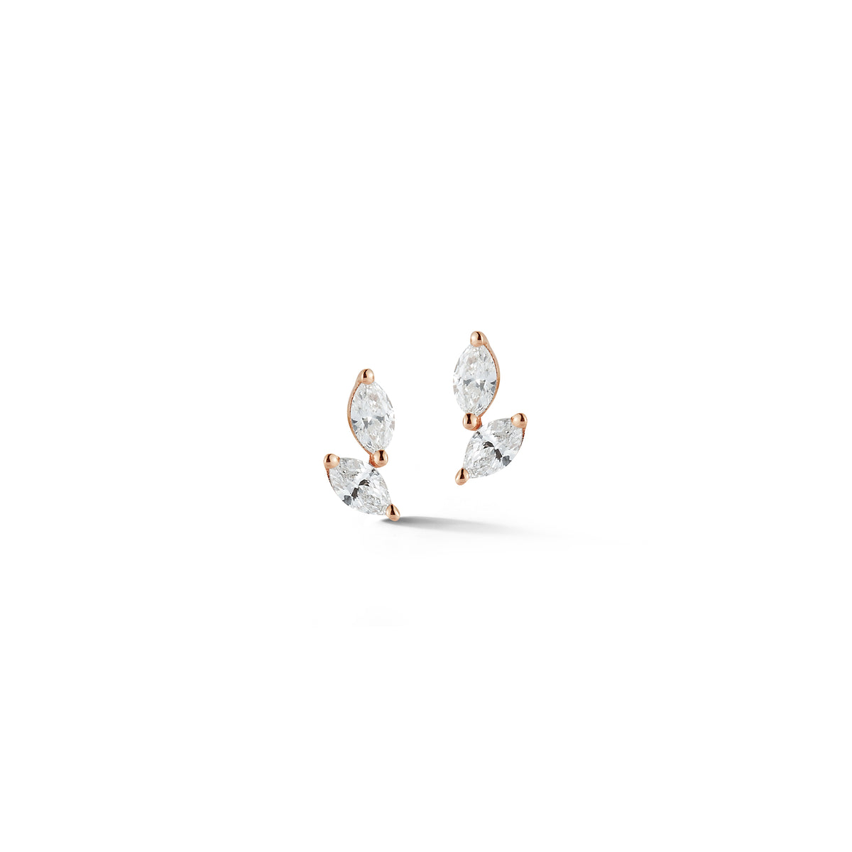 Rose Gold-1^Designer Stud Earrings: Alexa Jordyn Marquise Diamond Drift Studs in Rose Gold