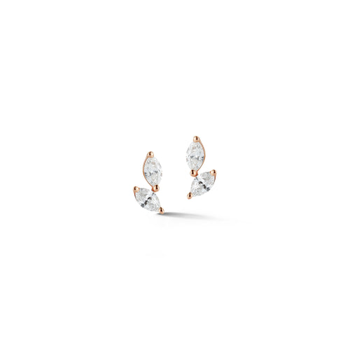 Rose Gold-1^Designer Stud Earrings: Alexa Jordyn Marquise Diamond Drift Studs in Rose Gold
