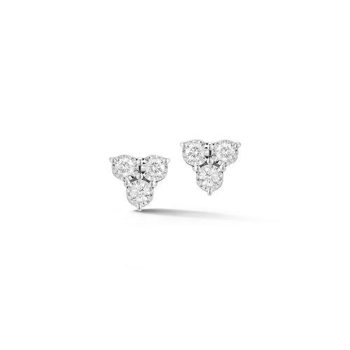 White Gold-1^Designer Stud Earrings: Ava Bea Trio Stud in White Gold
