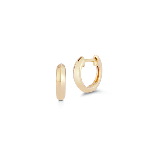 Yellow Gold-1^Huggie Earrings: Reese Brooklyn Knife-Edge Solid Gold Huggies in Yellow Gold