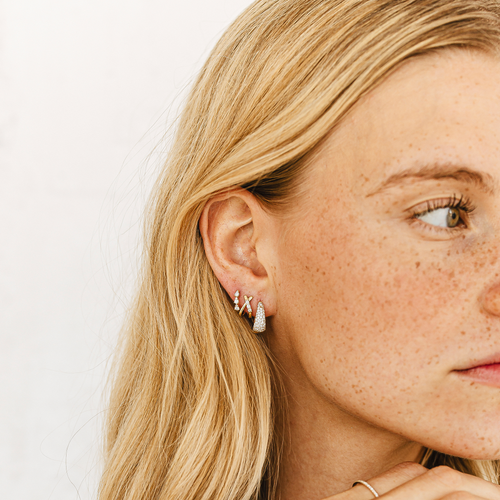 Yellow Gold-5^Single Earrings: Sophia Ryan Teardrop Single Mini Huggie in Yellow Gold