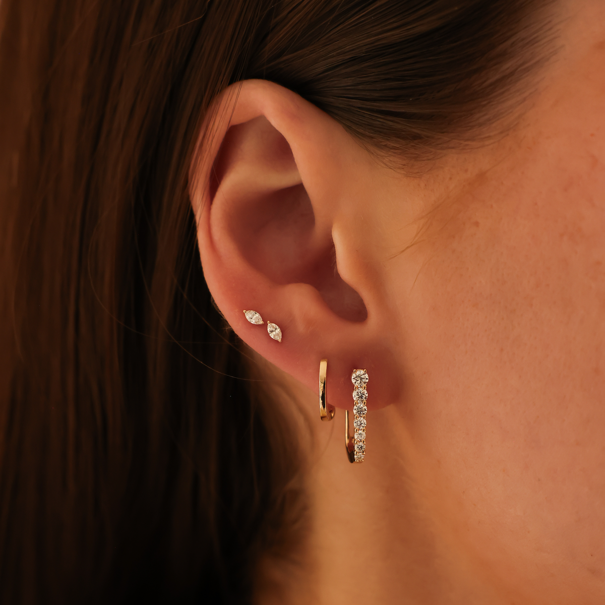 Rose Gold^5-Diamond Hoop Earrings: Ava Bea Graduating U Hoops in Rose Gold