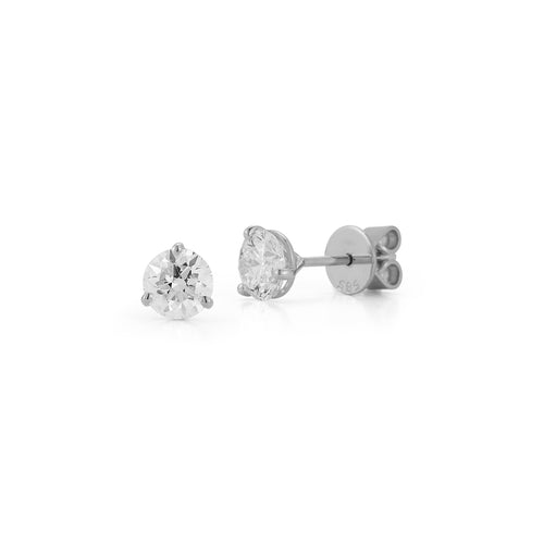 White Gold-5^Diamond Stud Earrings - DRD Diamond Solitaire Studs 1.00 Ct. Total Weight in White Gold. Martini Setting