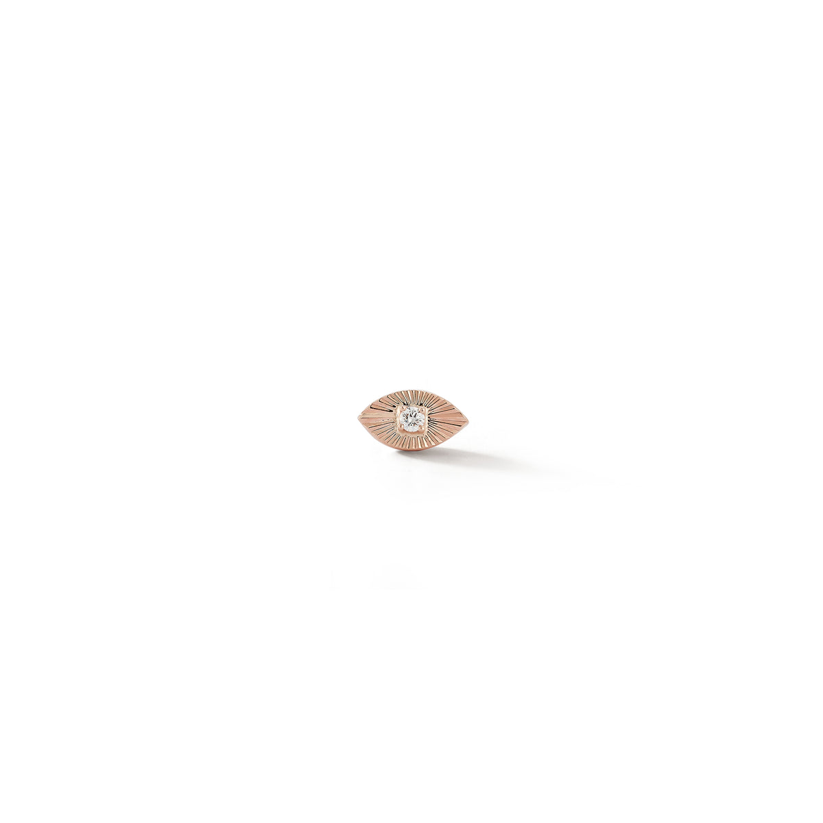 Rose Gold-1^Single Stud Earrings: Teddi Paige Fluted Evil Eye Single Stud in Rose Gold