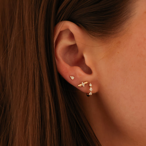 Rose Gold-4^Single Earrings: Sophia Ryan Teardrop Single Mini Huggie in Rose Gold