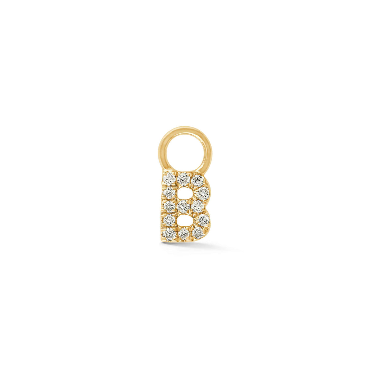 Yellow Gold,B-4^Designer Diamond Huggies: DRD Initial Earring Charm in Yellow Gold