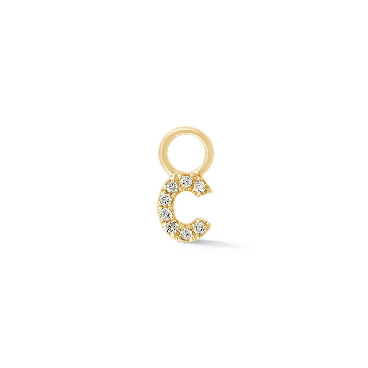 Yellow Gold,C-5^Designer Diamond Huggies: DRD Initial Earring Charm in Yellow Gold
