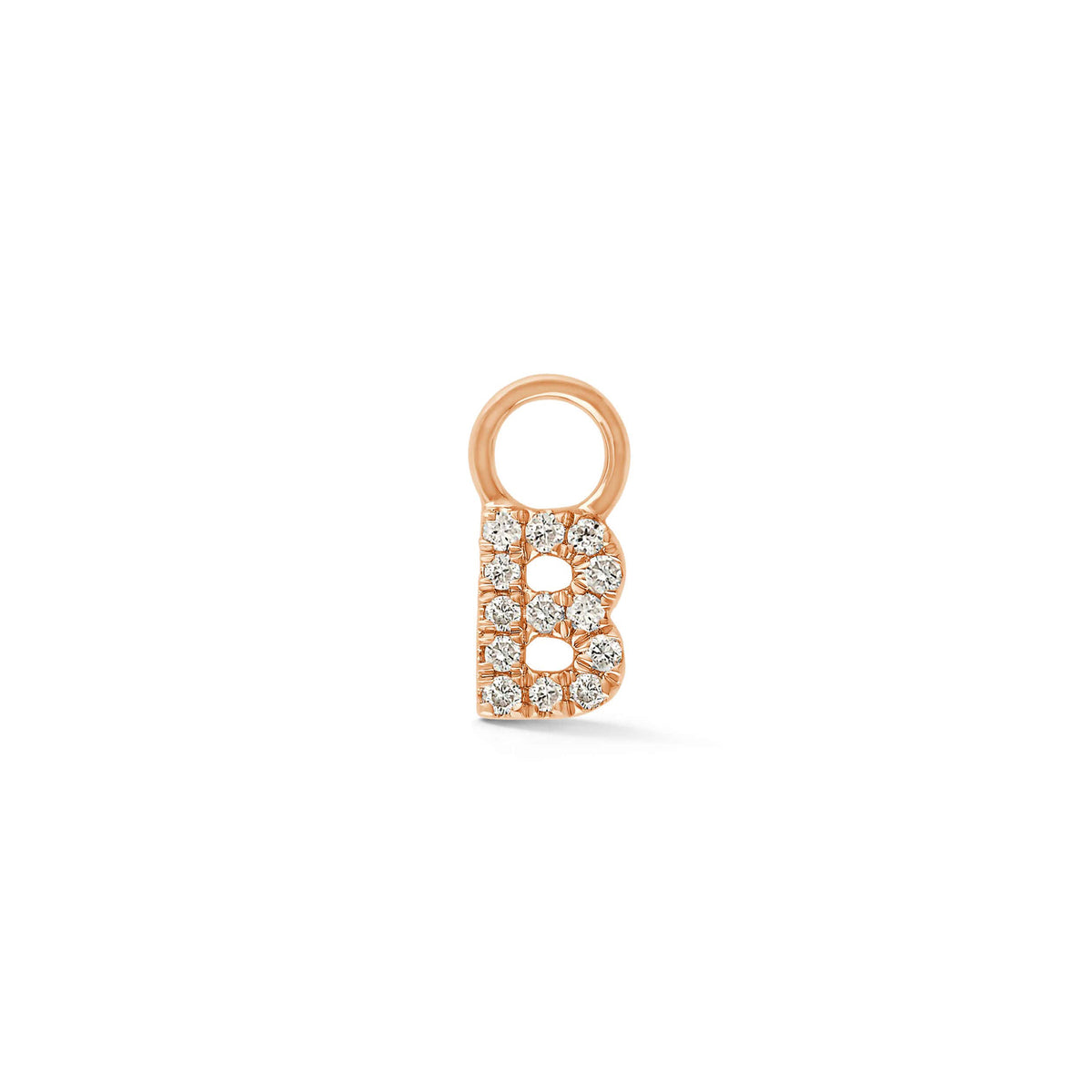 Rose Gold,B-4^Designer Diamond Huggies: DRD Initial Earring Charm in Rose Gold