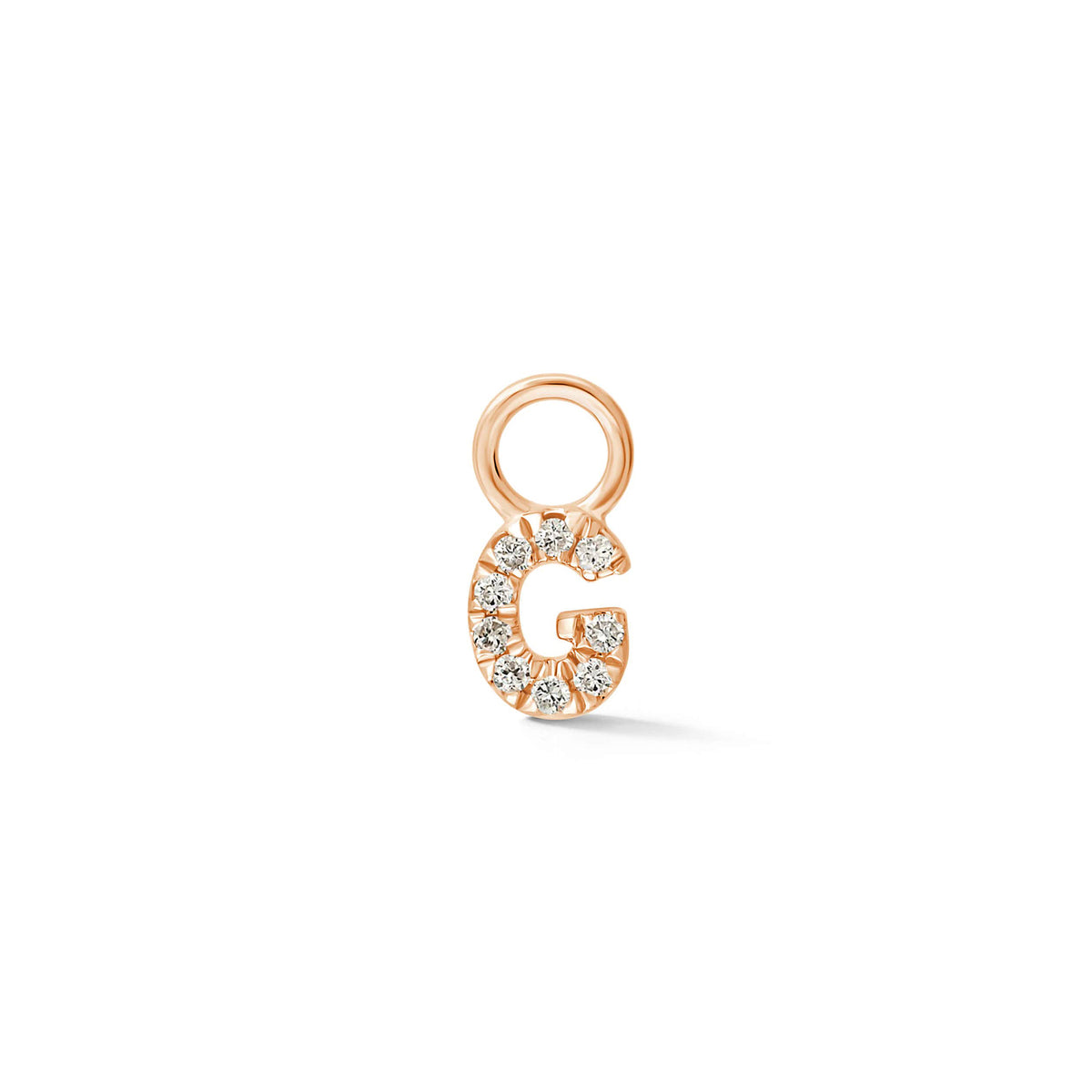 Rose Gold,G-4^Designer Diamond Huggies: DRD Initial Earring Charm in Rose Gold