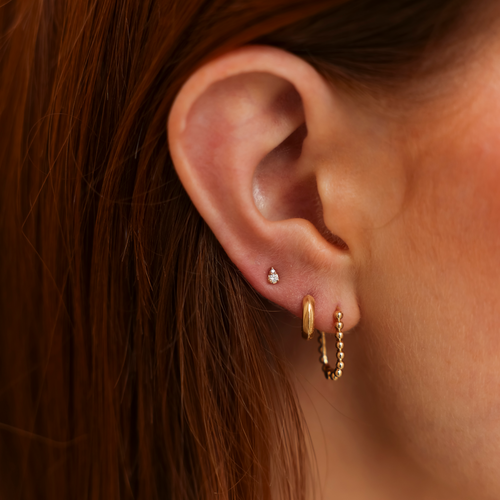 Yellow Gold-3^Teardrop Diamond Earrings: Sophia Ryan Single Petite Teardrop Stud in Yellow Gold