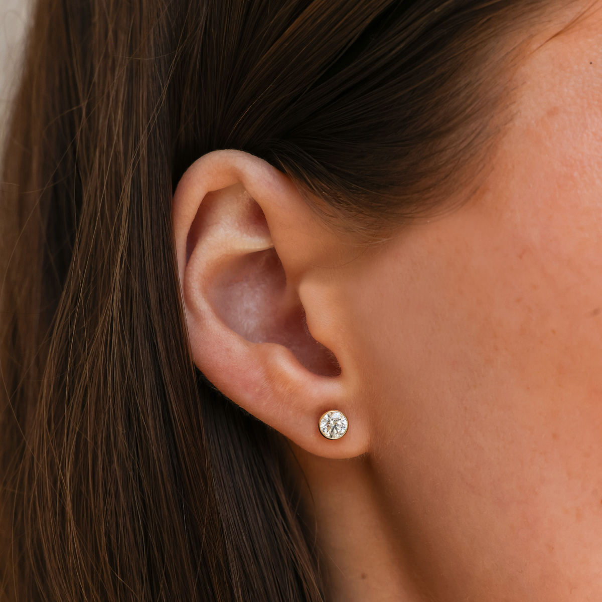 Yellow Gold-5^Diamond Stud Earrings - DRD Diamond Solitaire Studs 0.80 Ct. Total Weight in Yellow Gold