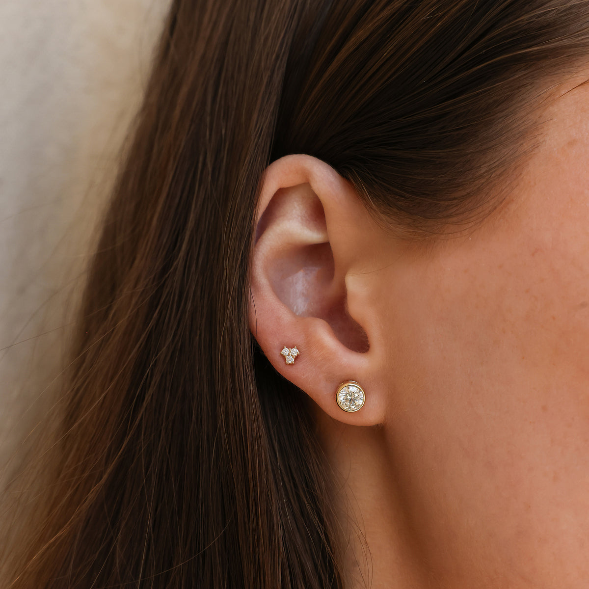 White Gold-6^Diamond Stud Earrings - DRD Diamond Solitaire Studs 1.00 Ct. Total Weight in White Gold